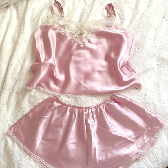 Vintage dreamy Tiffany’s closet satin sleep set L cottagecore coquette Fairycore - Picture 1 of 8